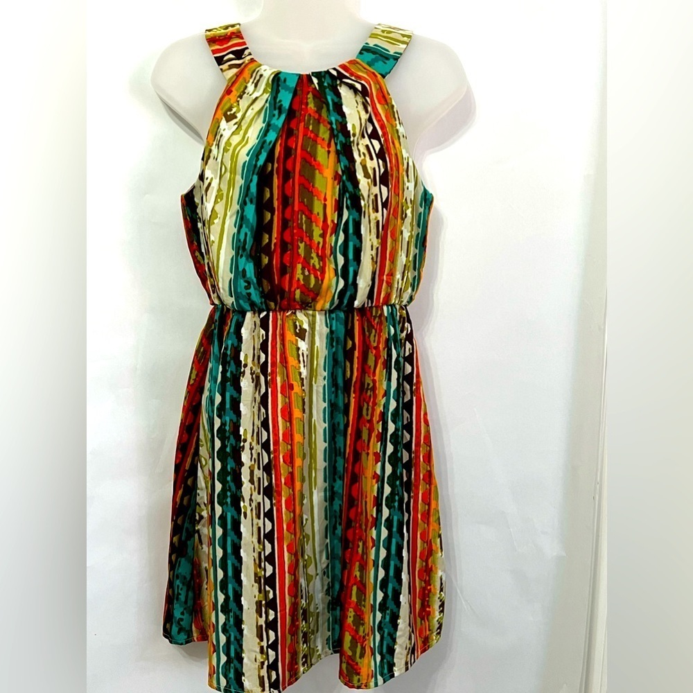 A Byer Womens Sleeveless Summer Lightweight print Dress Size Small Midi